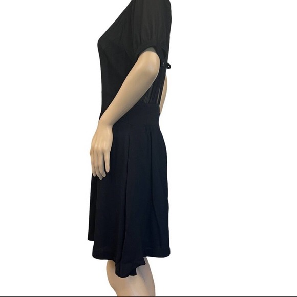 Anthro See U Soon Black Dress Keyhole Neckline Short Puffy Sleeves NWT Size S - Picture 3 of 12